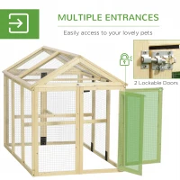 PawHut Wooden Chicken Coop Run, Combinable Design with Perches, Natural - Spacious & Secure Outdoor Area for Hens(m-4)