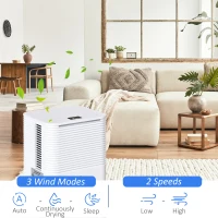 HOMCOM 1260 Sq. Ft Portable Electric Dehumidifiers with 3 Color Lights, LED Display, Quiet Dehumidifier for Basements, Bedroom, Bathroom, Closet, RV, 21pt/Day, White(m-5)