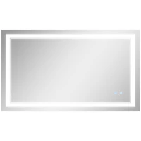 kleankin 40" x 24" LED Bathroom Mirror, Dimmable Lighted Wall-Mounted Mirror, with 3 Colour, Smart Touch, Plug-in, Vertical or Horizontal Hanging(m-2)