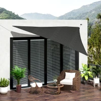 Outsunny 12' x 12' x 12' Triangle Sun Shade Sail with Led Lights, 90% UV Block Outdoor Shade Cloth Sunscreen Canopy for Lawn Patio Garden Yard,(m-1)