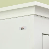 HOMCOM Kitchen Pantry Storage Cabinet, Freestanding Buffet with Hutch, Microwave Stand with 4 Doors, Drawer, Beadboard Panel and Adjustable Shelves, White(m-9)