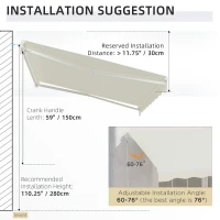Outsunny 10' x 8' Electric Awning, Retractable Awning, UV Protection Sun Shade Shelter with Remote Controller and Manual Crank Handle for Deck, Balcony, Yard, Cream(m-6)