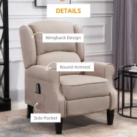 HOMCOM Wingback Heated Vibrating Accent Sofa Vintage Upholstered Massage Recliner Chair Push-back with Remote Controller, Beige(m-7)