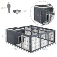 PawHut Rabbit Hutch, Waterproof Rabbit House for Small Animals, Gray(m-3)