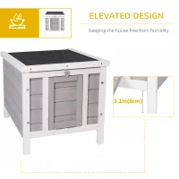 PawHut Wooden Rabbit Hutch Bunny Cage Outdoor Cat House Guinea Pig Cage Duck Shelter, Indoor Outdoor Use, 20"x16.5"x17", Grey(m-5)