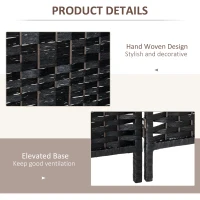 6-Panel Resin Wicker Room Divider - Folding Privacy Screen for Home Office, Indoor/Outdoor Use - Black(m-5)