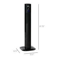 HOMCOM 38" Tower Fan for Bedroom Cooling, Standing Floor Fan with Aroma Diffuser, 70° Oscillating, 12 Hour Timer, LED Sensor Panel, and Remote Control, Black(m-3)