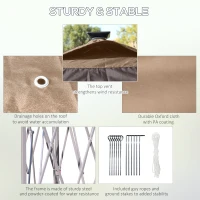 Outsunny 11' x 13' Pop up Gazebo with Netting & Solar LED Lights, Instant Portable Gazebo Shelter, Hexagonal Outdoor Canopy Tent Screen House Room with Carry Bag, Beige(m-8)