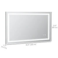 kleankin 40" x 24" LED Bathroom Mirror, Dimmable Lighted Wall-Mounted Mirror, with 3 Colour, Smart Touch, Plug-in, Vertical or Horizontal Hanging(m-3)