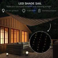 Outsunny 12' x 12' x 12' Triangle Sun Shade Sail with Led Lights, 90% UV Block Outdoor Shade Cloth Sunscreen Canopy for Lawn Patio Garden Yard,(m-5)