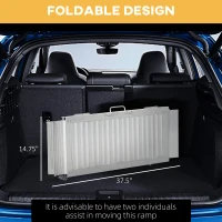 HOMCOM 3' Portable Wheelchair Ramp Aluminum Threshold with Carry Handle, Silver, Enhances Accessibility for Homes & Businesses(m-7)