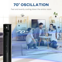 HOMCOM 38" Tower Fan for Bedroom Cooling, Standing Floor Fan with Aroma Diffuser, 70° Oscillating, 12 Hour Timer, LED Sensor Panel, and Remote Control, Black(m-6)