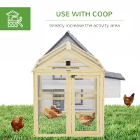 PawHut Wooden Chicken Coop Run, Combinable Design with Perches, Natural - Spacious & Secure Outdoor Area for Hens(m-5)
