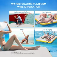 Outsunny 6.5' x 6' Inflatable Floating Dock, Up to 5 People, Yellow(m-7)
