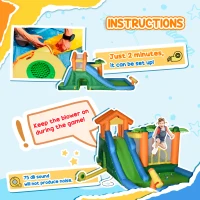 Outsunny 5-in-1 Kids Inflatable Bounce House Jumping Castle with Slide, Climbing Wall, Trampoline, & Water Pool Area, Water Cannon, Sea Balls, Air Blower(m-7)