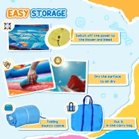 Outsunny 5 in 1 Kids Bounce House with Double Slides Pool Trampoline Climbing Wall Water Cannon, Inflatable Bouncy Castle Outdoor with Blower Carrying Bag, for 3-8 Years Old(m-8)