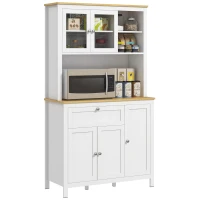 HOMCOM 71" 5-Door Kitchen Pantry Cabinet, Freestanding Storage Cabinet Cupboard with Adjustable Shelves, White(m-2)