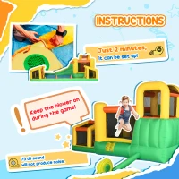 Outsunny 7-in-1 Inflatable Water Slide Kids Bounce House Water Park with Trampoline Pool, Carry Bag 450W Air Blower(m-7)