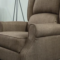 HOMCOM Vibration Massage Recliner Chair for Living Room with Heat,  Wingback Single Sofa, Modern Linen Fabric Push Back Reclining Chair with Footrest, Side Pocket, Brown(m-9)