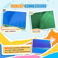 Outsunny Large Bounce House w/ Inflatable Water Slide, Summer Theme Jumping Castle w/ Trampoline, Water Pool, Climbing Wall, 450W Air Blower for Kids Age 3-8(m-6)