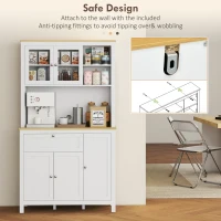 HOMCOM 71" 5-Door Kitchen Pantry Cabinet, Freestanding Storage Cabinet Cupboard with Adjustable Shelves, White(m-10)