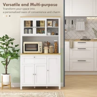 HOMCOM 71" 5-Door Kitchen Pantry Cabinet, Freestanding Storage Cabinet Cupboard with Adjustable Shelves, White(m-4)