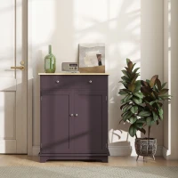 HOMCOM Kitchen Storage Cabinet, Sideboard Floor Cupboard with Solid Wood Top, Adjustable Shelf, and 2 Drawers, Coffee(m-8)