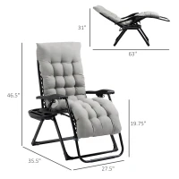 Outsunny Padded Zero Gravity Chair, Folding Recliner Chair with Cup Holder Cushion, Gray(m-3)