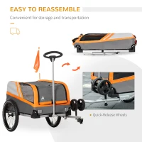 Aosom Dog Bike Trailer 2-in-1 Travel Dog Stroller, Bike Cargo Trailer, Small Pet Bicycle Cart Carrier with Universal Coupler, Safety Leash, and Easy Fold Design, Orange(m-8)