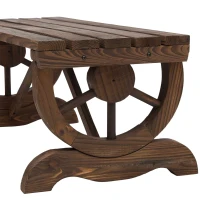 Outsunny 2-Person Outdoor Garden Bench, Rustic Wood Design with Wagon Wheel Armrests, Ideal for Patio, Garden, Brown(m-7)