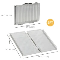 HOMCOM 2ft Wheelchair Ramp Foldable Portable Easy Access Carrier Ramp with Carrying Handle Aluminum(m-3)