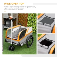Aosom Dog Bike Trailer 2-in-1 Travel Dog Stroller, Bike Cargo Trailer, Small Pet Bicycle Cart Carrier with Universal Coupler, Safety Leash, and Easy Fold Design, Orange(m-7)
