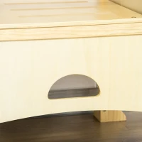 Qaba Kids Kitchen Helper Foldable Step Stool Toddler Kitchen Stool with Blackboard Lockable Handrail for 3-6 Years old Natural(m-10)