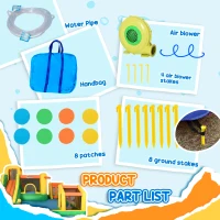 Outsunny 7-in-1 Inflatable Water Slide Kids Bounce House Water Park with Trampoline Pool, Carry Bag 450W Air Blower(m-5)