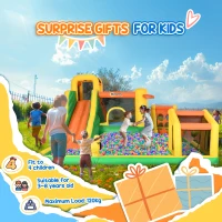 Outsunny 7-in-1 Inflatable Water Slide Kids Bounce House Water Park with Trampoline Pool, Carry Bag 450W Air Blower(m-9)