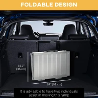 HOMCOM 2ft Wheelchair Ramp Foldable Portable Easy Access Carrier Ramp with Carrying Handle Aluminum(m-7)