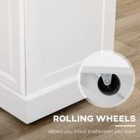 HOMCOM Triple-Cabinet Kitchen Island on Wheels, Kitchen Storage Cabinet with Drawers, Rolling Utility Cart White(m-6)