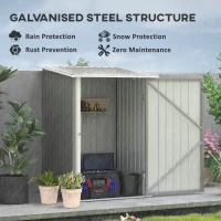 Outsunny 3.3'x3.4' Garden Storage Shed - Compact Galvanized Tool House with Lockable Door, Ideal for Yard & Outdoor Equipment Storage(m-3)
