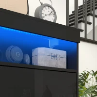 HOMCOM Wall Mounted or Freestanding Shoe Storage Cabinet with LED Light and 2 Flip Drawers for 12-16 Pairs of Shoes(m-9)