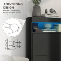 HOMCOM Wall Mounted or Freestanding Shoe Storage Cabinet with LED Light and 2 Flip Drawers for 12-16 Pairs of Shoes(m-7)