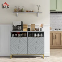 HOMCOM Accent Sideboards, Kitchen Storage Cabinet with 4 Doors, Adjustable Shelves, Metal Base for Living Room, Hallway, Grey(m-1)