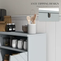 HOMCOM Accent Sideboards, Kitchen Storage Cabinet with 4 Doors, Adjustable Shelves, Metal Base for Living Room, Hallway, Grey(m-7)