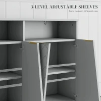 HOMCOM Accent Sideboards, Kitchen Storage Cabinet with 4 Doors, Adjustable Shelves, Metal Base for Living Room, Hallway, Grey(m-5)