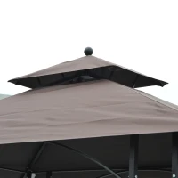 Outsunny 8' x 5' Grill Gazebo Double Tiered Tent Pavilion Grill Canopy Garden Sun Shade with 2-Tires Shelf(m-10)