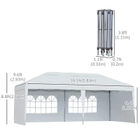 Outsunny 10'x 20' Outdoor Pop Up Canopy Tent Party  Party Tent Commercial Instant Shelter  W/ Carring Bag White(m-3)