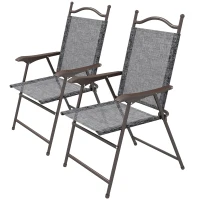 Outsunny 2 Pieces Folding Patio Camping Chairs Set, Sports Chairs for Adults with Armrest, Mesh Fabric Seat for Lawn(m-2)