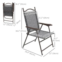 Outsunny 2 Pieces Folding Patio Camping Chairs Set, Sports Chairs for Adults with Armrest, Mesh Fabric Seat for Lawn(m-3)