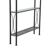 Outsunny 8' x 5' Grill Gazebo Double Tiered Tent Pavilion Grill Canopy Garden Sun Shade with 2-Tires Shelf(m-8)