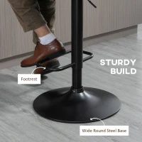 HOMCOM Counter Height Bar Stools Set of 2, Height Adjustable Swivel Barstools with Footrest and Tufted Back, Linen Fabric Bar Chairs, Brown(m-6)