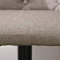 HOMCOM Counter Height Bar Stools Set of 2, Height Adjustable Swivel Barstools with Footrest and Tufted Back, Linen Fabric Bar Chairs, Brown(m-9)